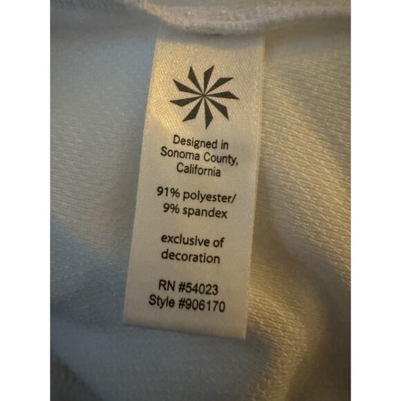 Athleta Hoodie Tunic Dress White Front Pockets Thumb Holes Sweatshirt Size L - Picture 7 of 8